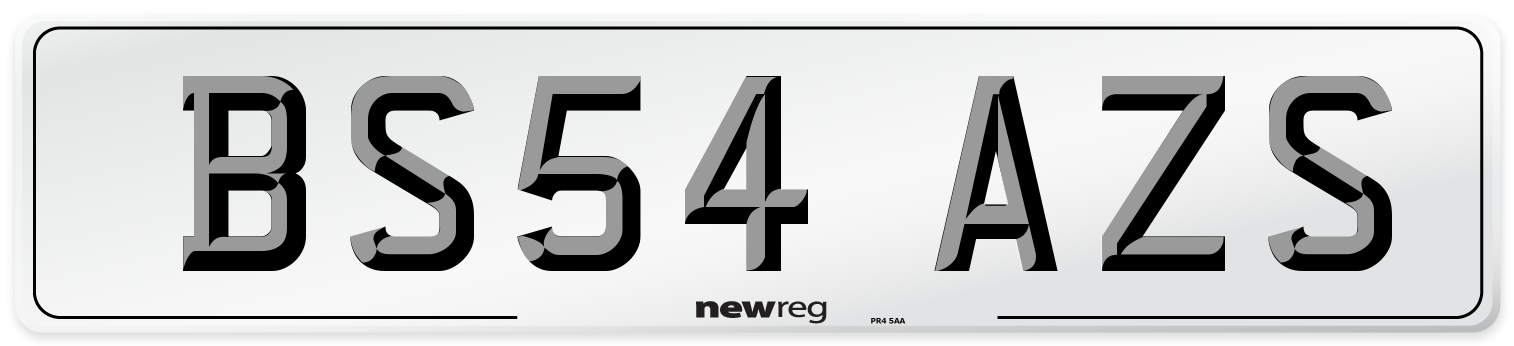 BS54 AZS Number Plate from New Reg